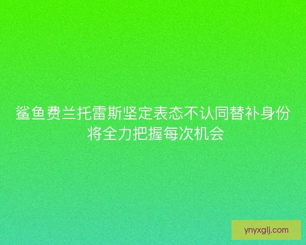 鲨鱼费兰托雷斯坚定表态不认同替补身份 将全力把握每次机会